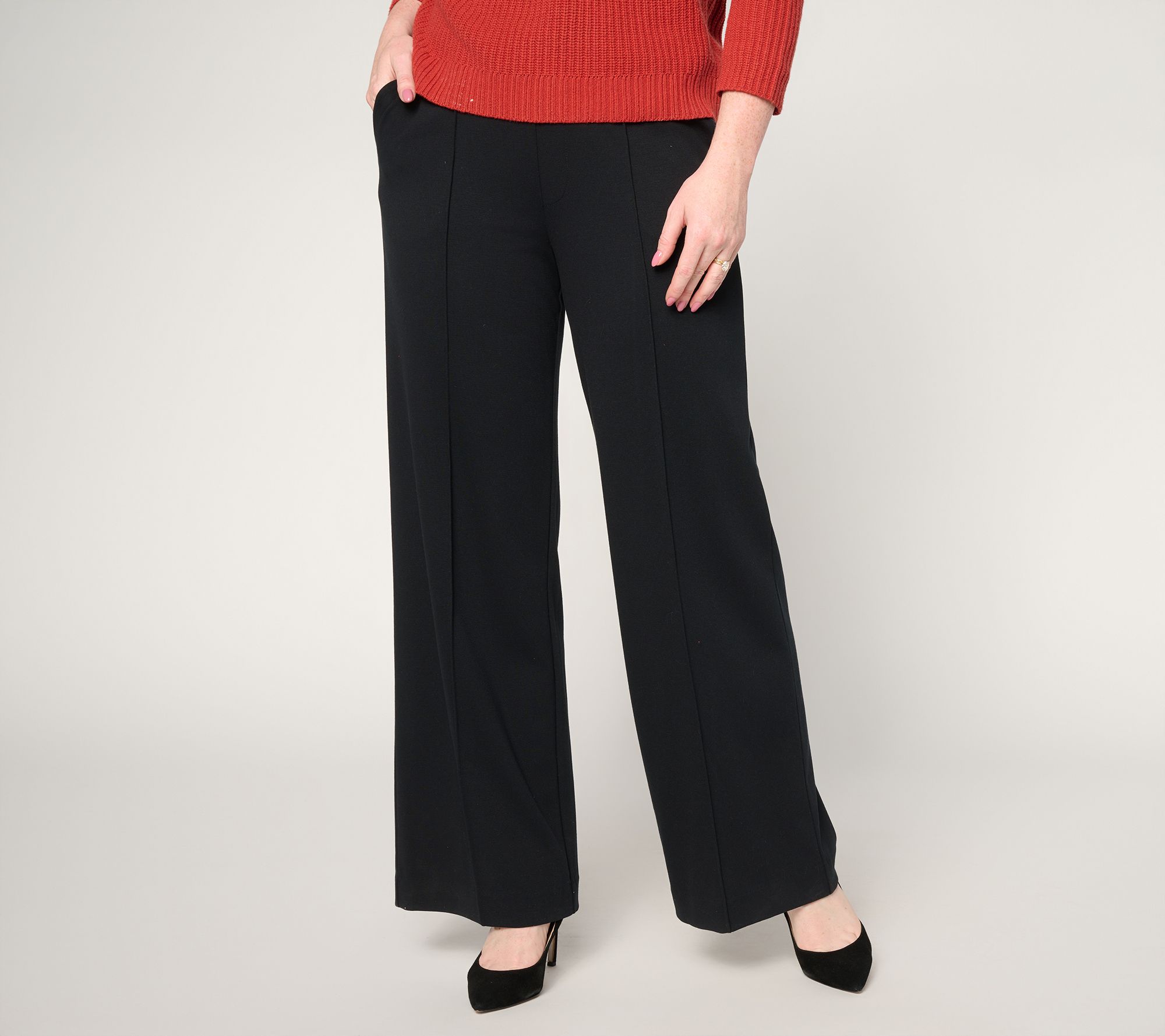 "As Is" Carla Rockmore Collection Pet Wide Leg Knit Pant