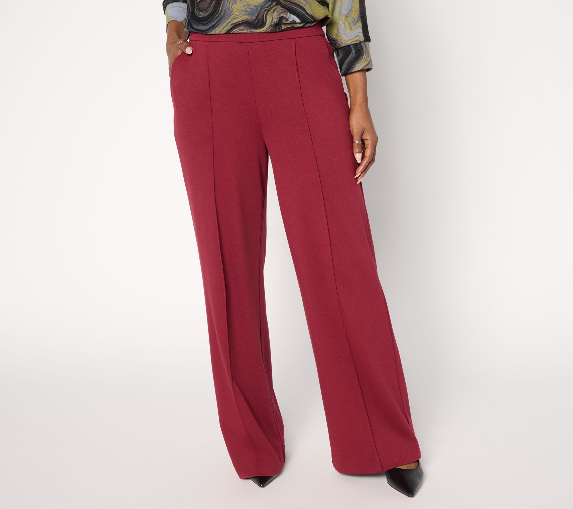 "As Is" Carla Rockmore Collection Pet Wide Leg Knit Pant