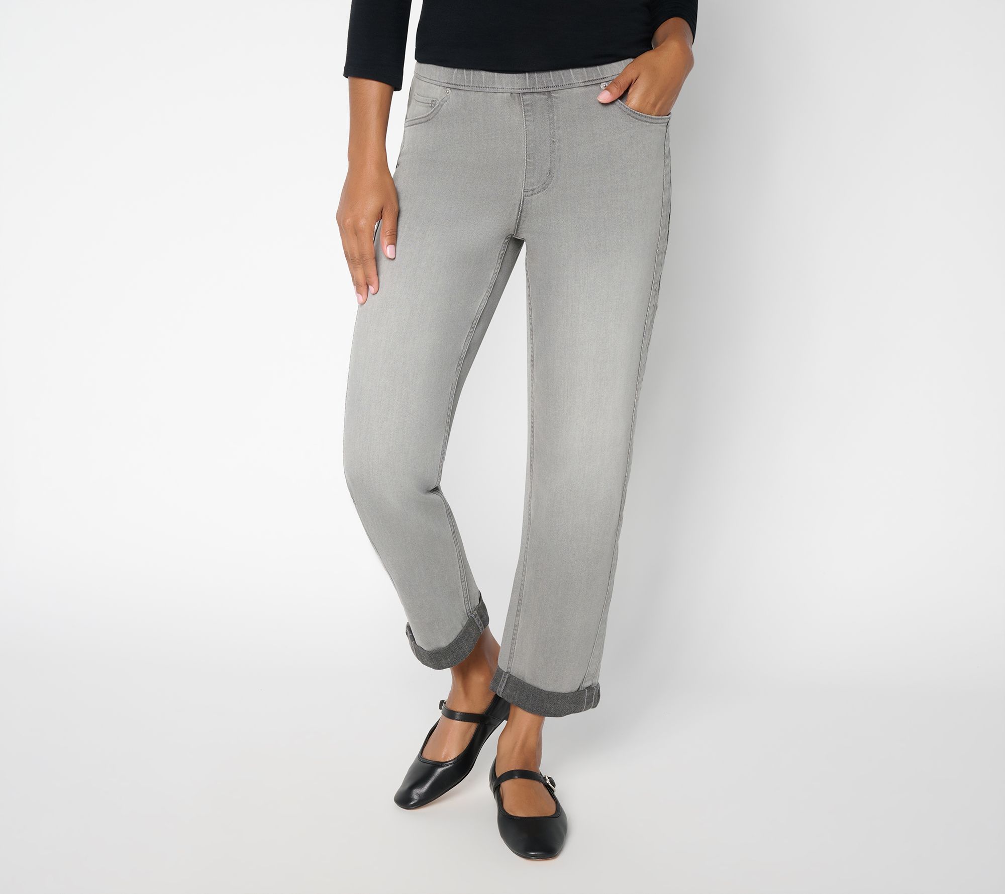 LOGO by Lori Goldstein Regular_Grey Boyfriend Ankle Jean