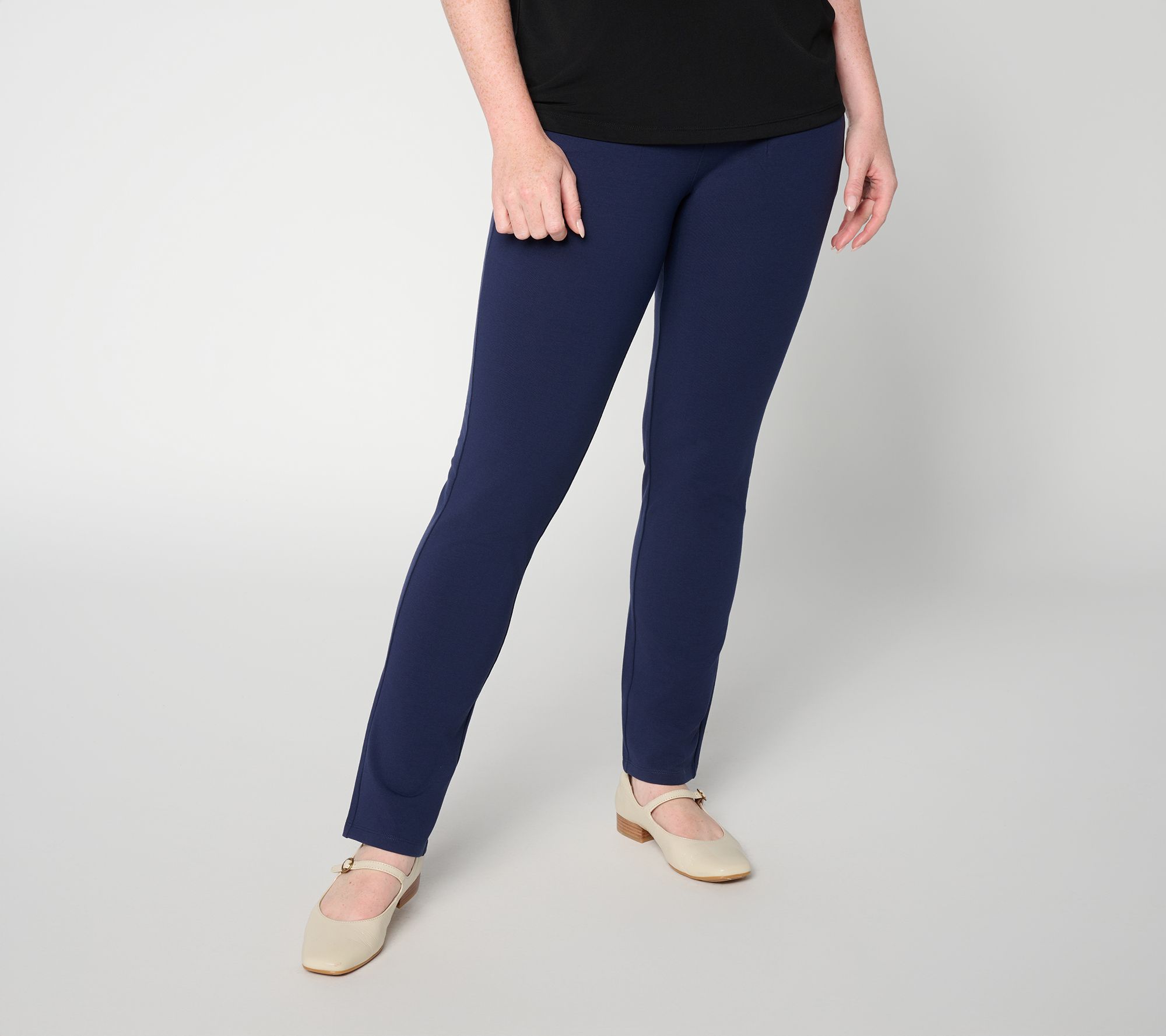 Women with Control Petite Knit Straight Leg Contour Pant