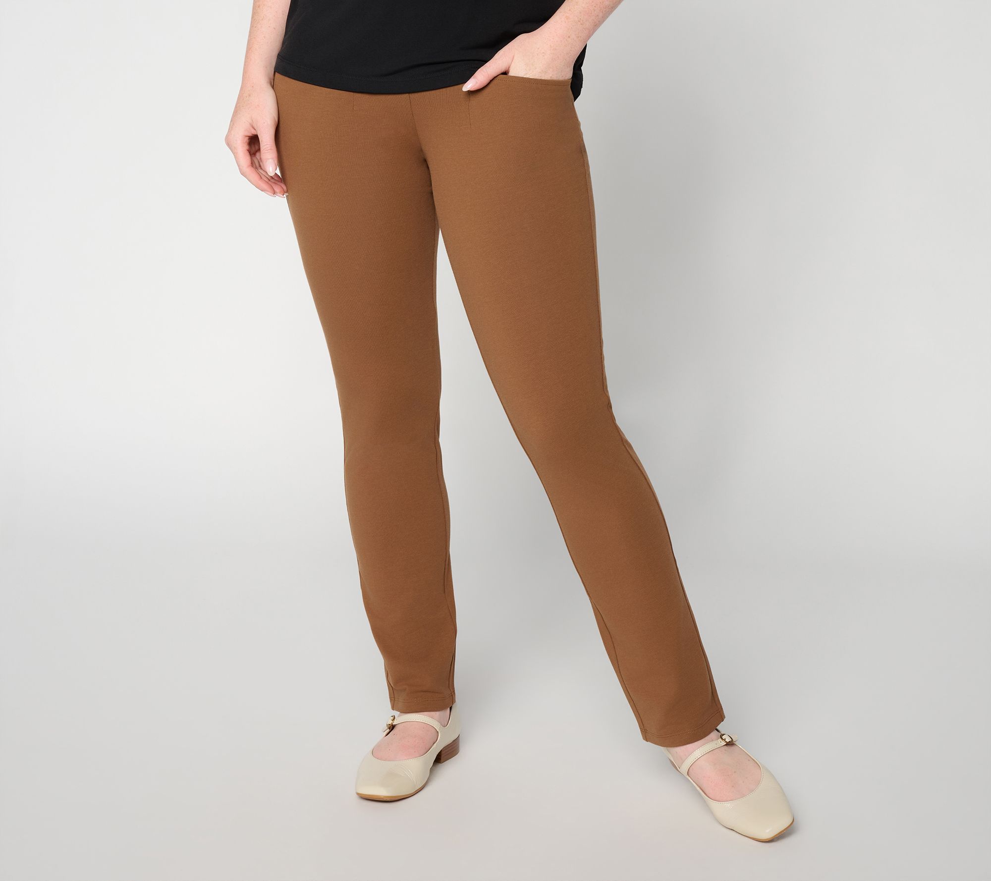 Women with Control Petite Knit Straight Leg Chic Contour Pant
