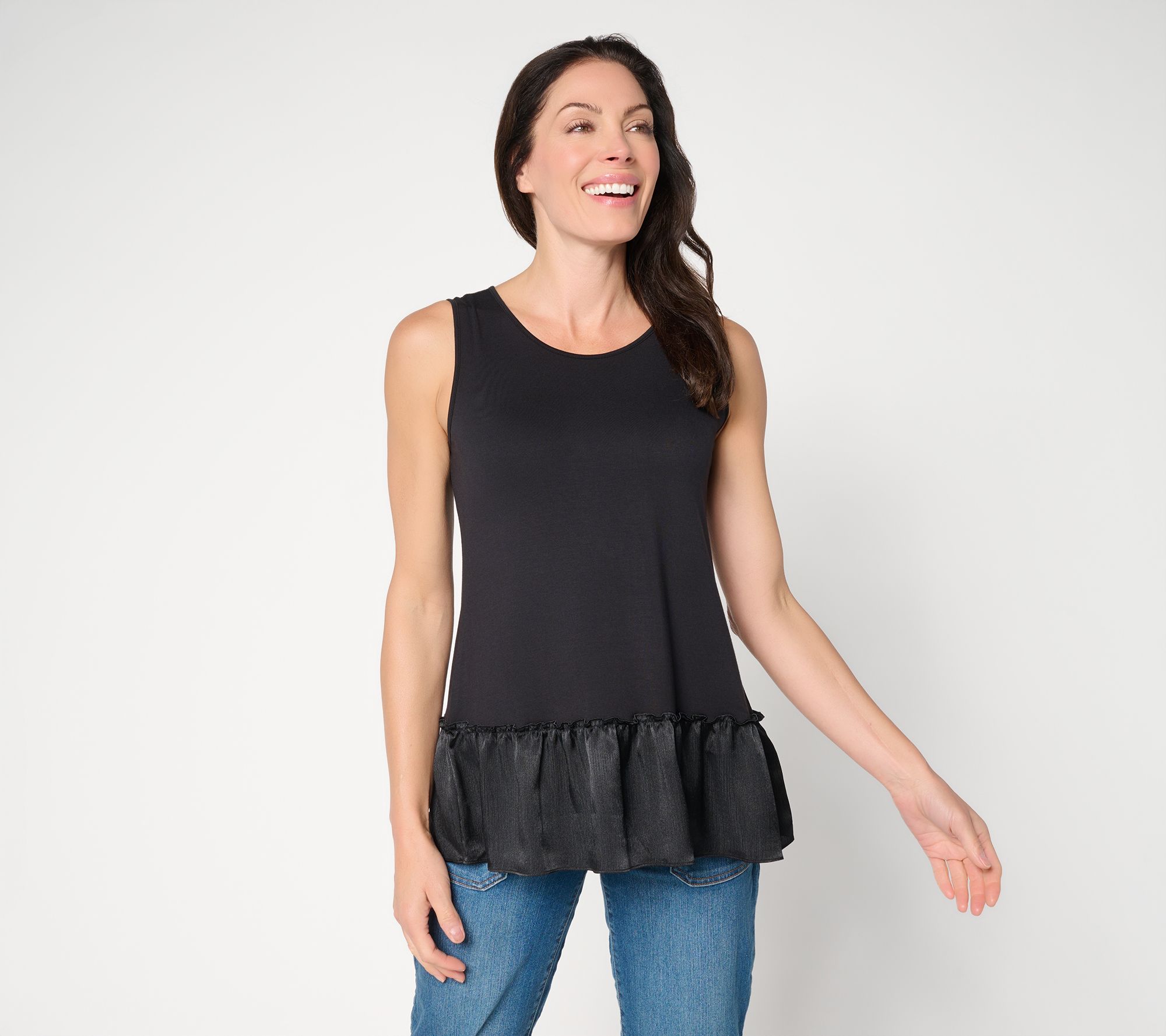 "As Is" LOGO Layers by Lori Goldstein Tank with Satin Crinkle Hem