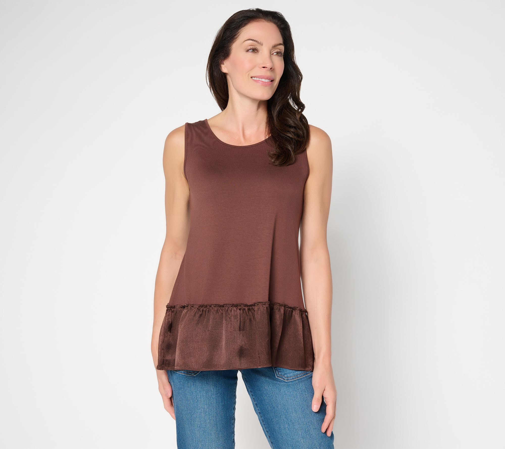 "As Is" LOGO Layers by Lori Goldstein Tank with Satin Crinkle Hem