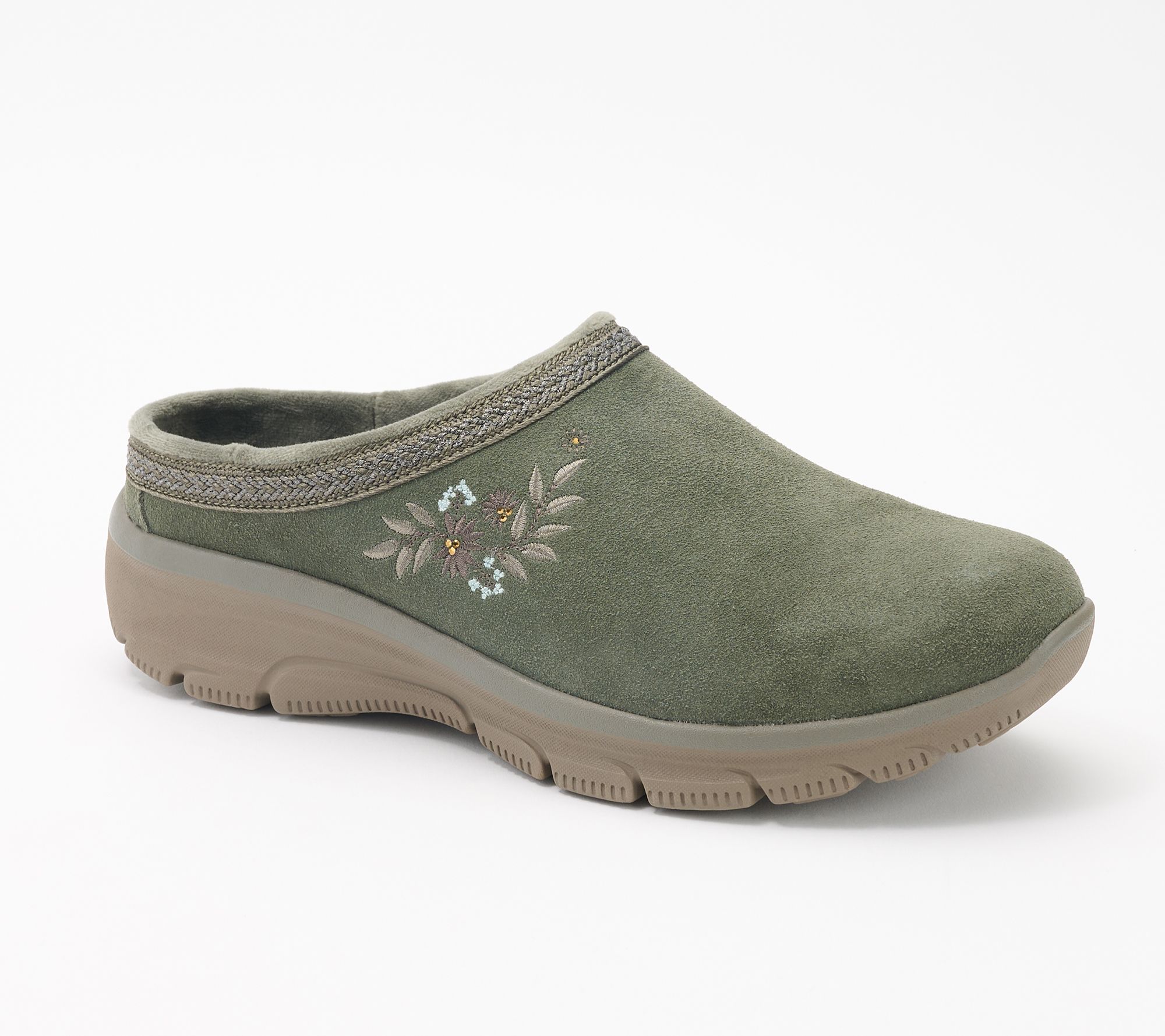 Skechers Suede Easy Going Embroidered Clog