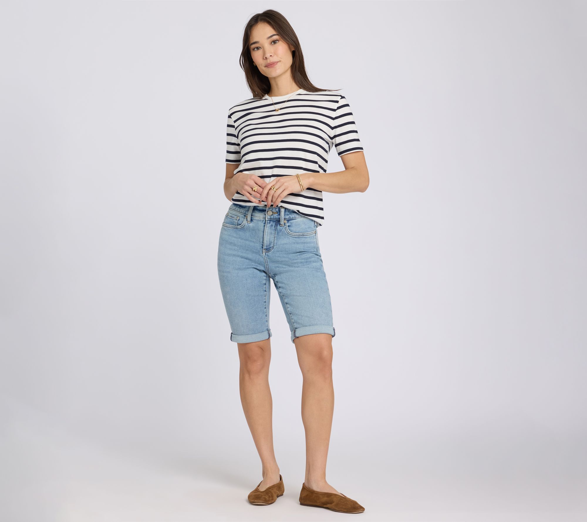 NYDJ Briella 11 Inch Denim Roll Cuff Shorts