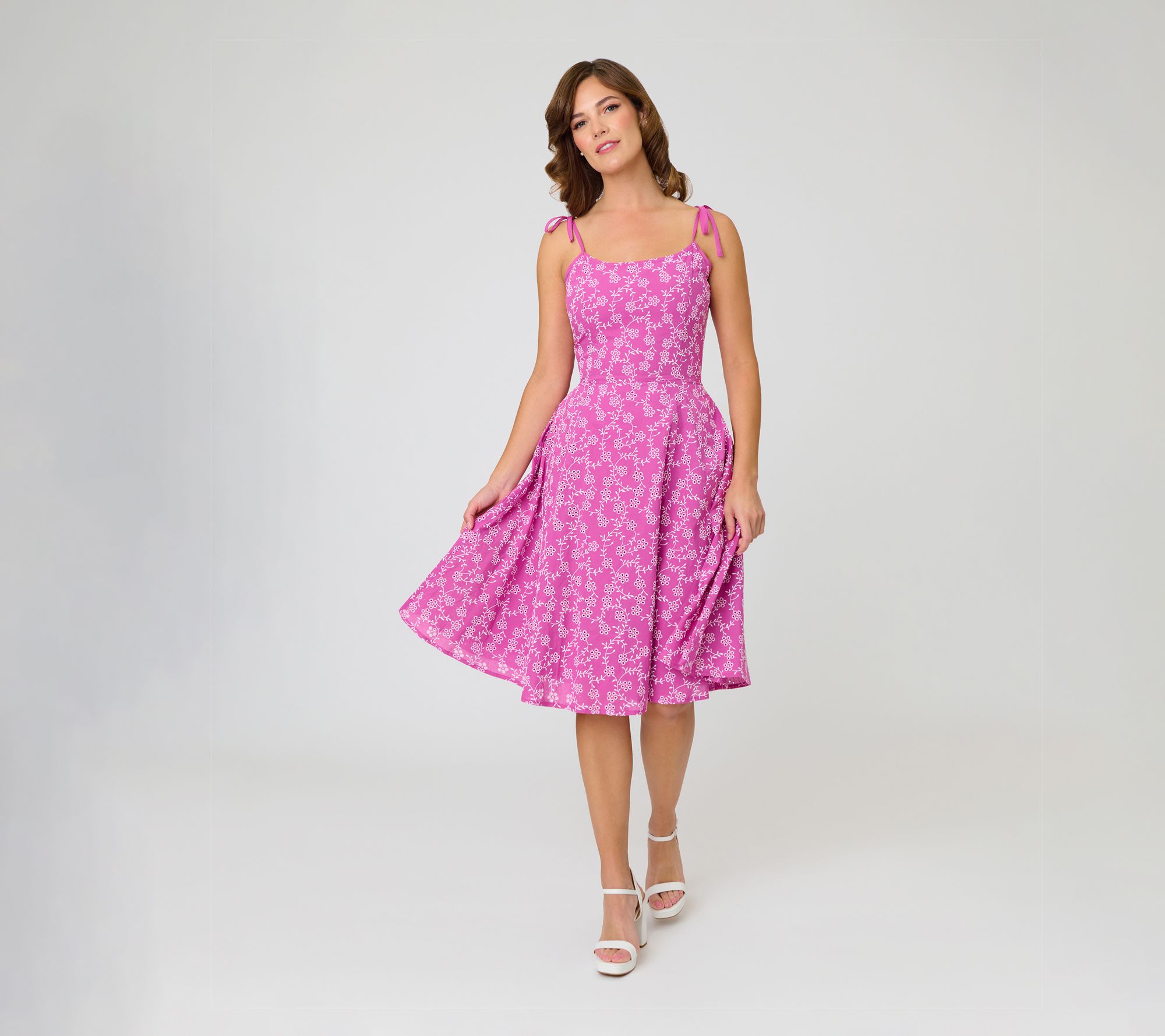 Unique Vintage Purple Floral Eyelet Bobbie Swing Dress