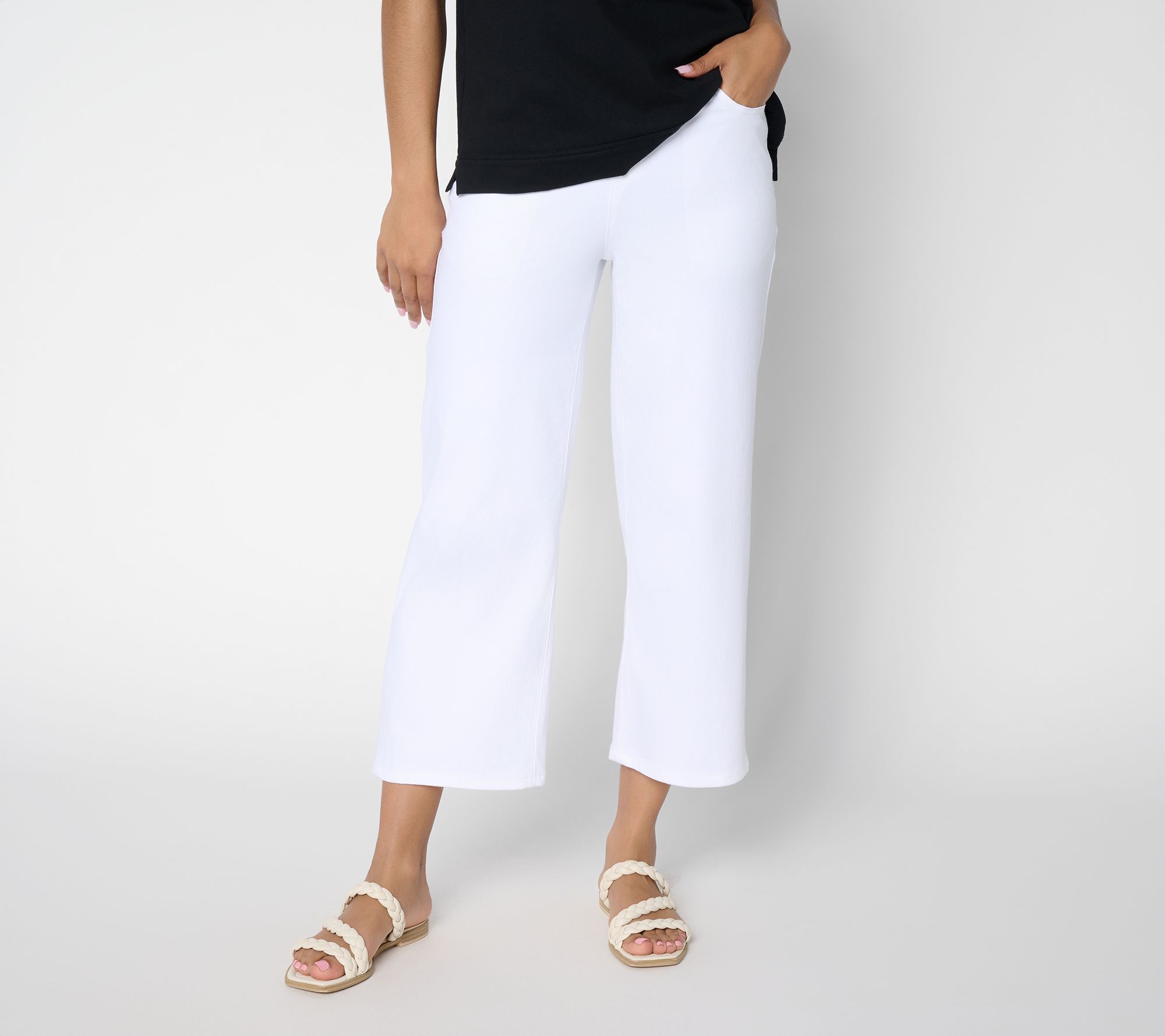 "As Is" Denim & Co. Reg Comfy Knit Air Wide Leg Crop Pants