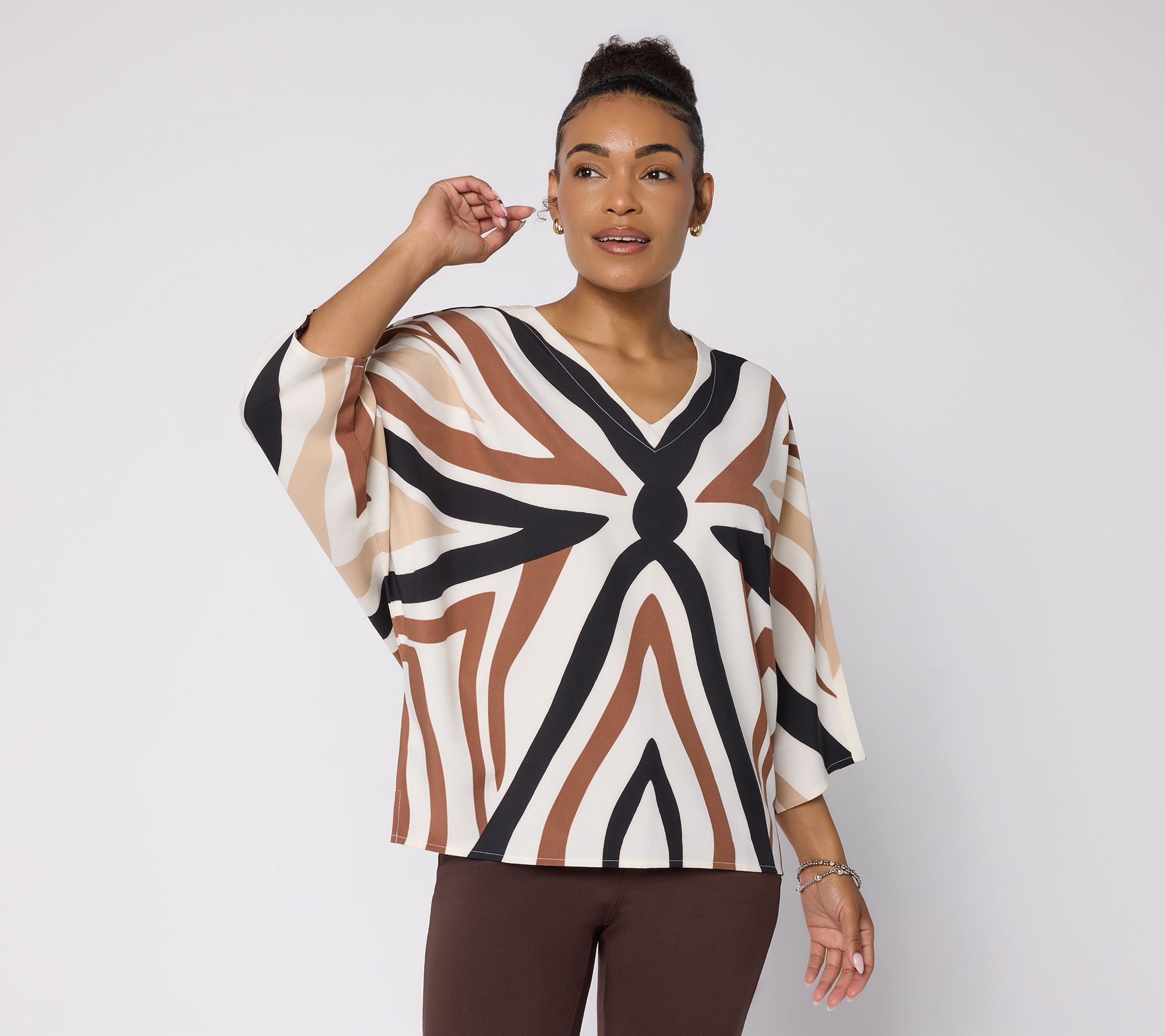 "As Is" Belle by Kim Gravel Touch of Tribal V-Neck Blouse