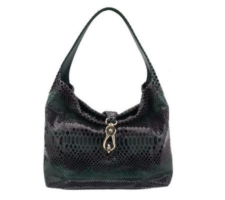 Dooney & Bourke Snakeskin Embossed Leather Pocket Sac w/Logo Lock ...