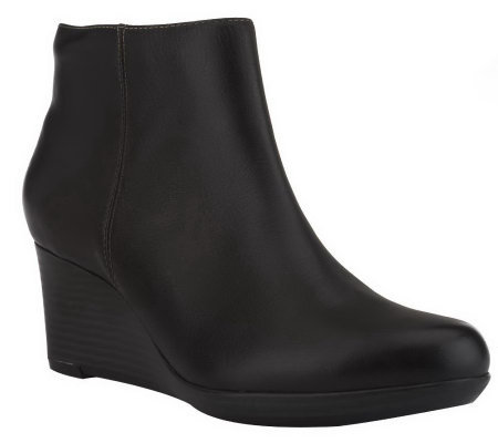 Clarks Bendables Crystal Basil Leather Wedge Ankle Boots - Page 1 — QVC.com