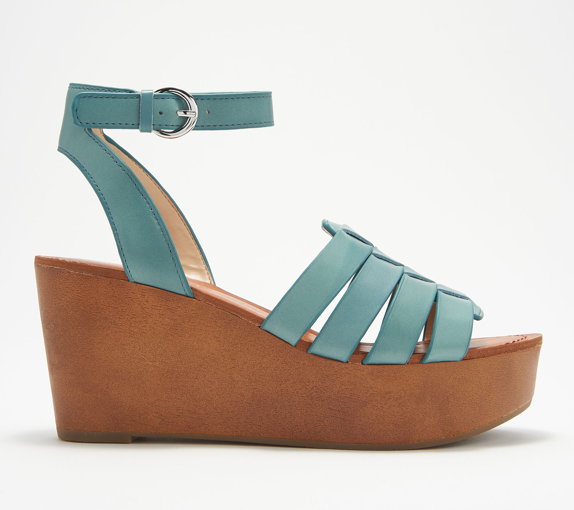 Marc Fisher Woven Leather Wedges with Ankle Strap - Pastya - QVC.com