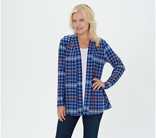 Denim & Co. Printed Brushed Heavenly Jersey Open Front Cardigan