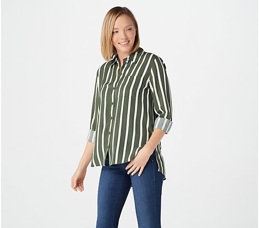 Rachel Hollis Ltd. Striped Button Front Shirt