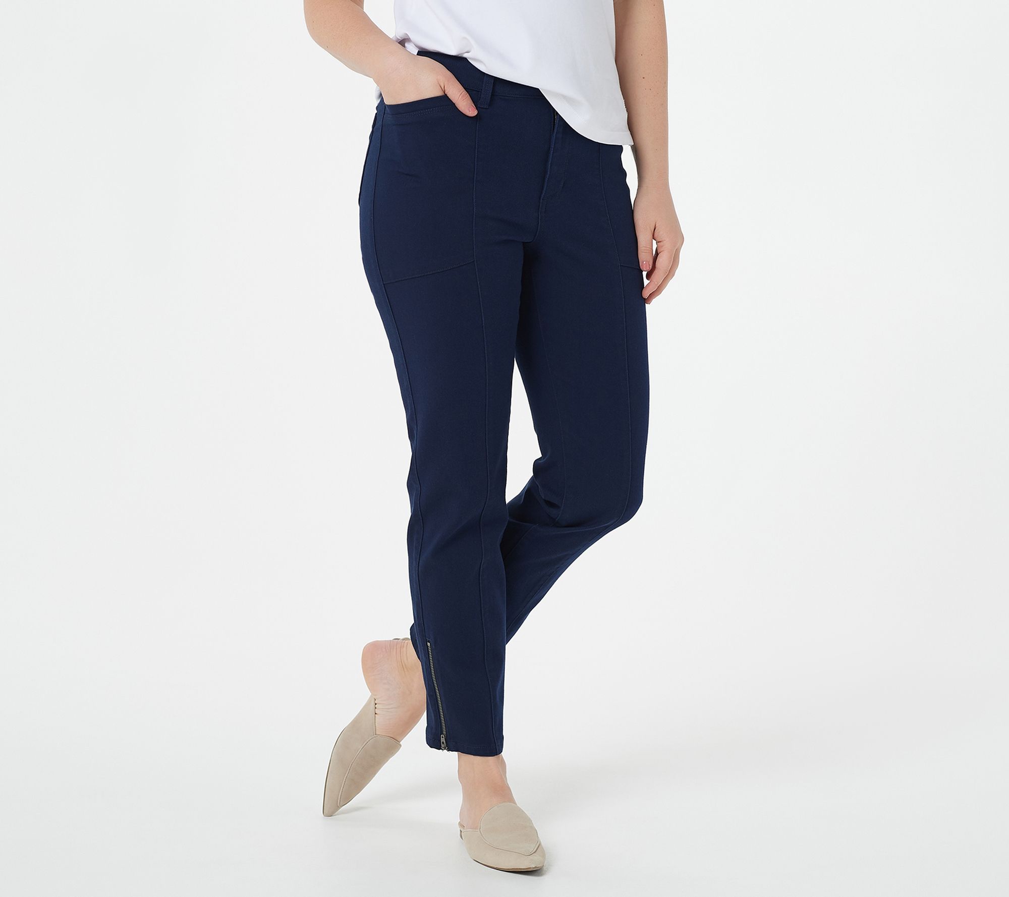 Susan Graver Regular Stretch Twill Ankle Length Utility Jeans - QVC.com