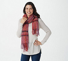  Susan Graver Yarn Dyed Boucle Fringed Oblong Scarf - A389043