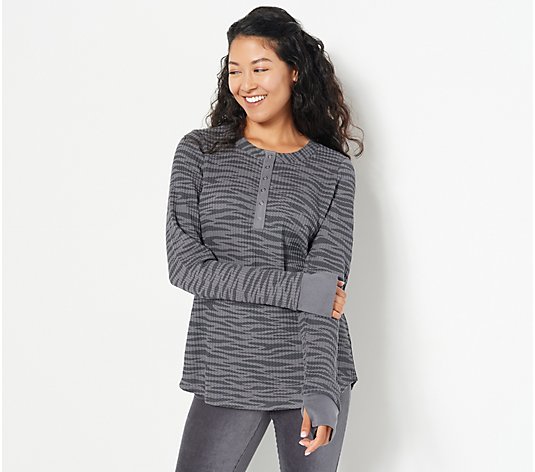 Belle by Kim Gravel Waffle Knit Snap Front Henley