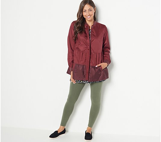 LOGO by Lori Goldstein Bomber Jacket with Tiered Hem