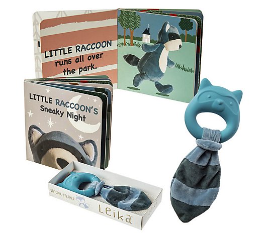 Mary Meyer Leika Raccoon Teether & Matching Book Set