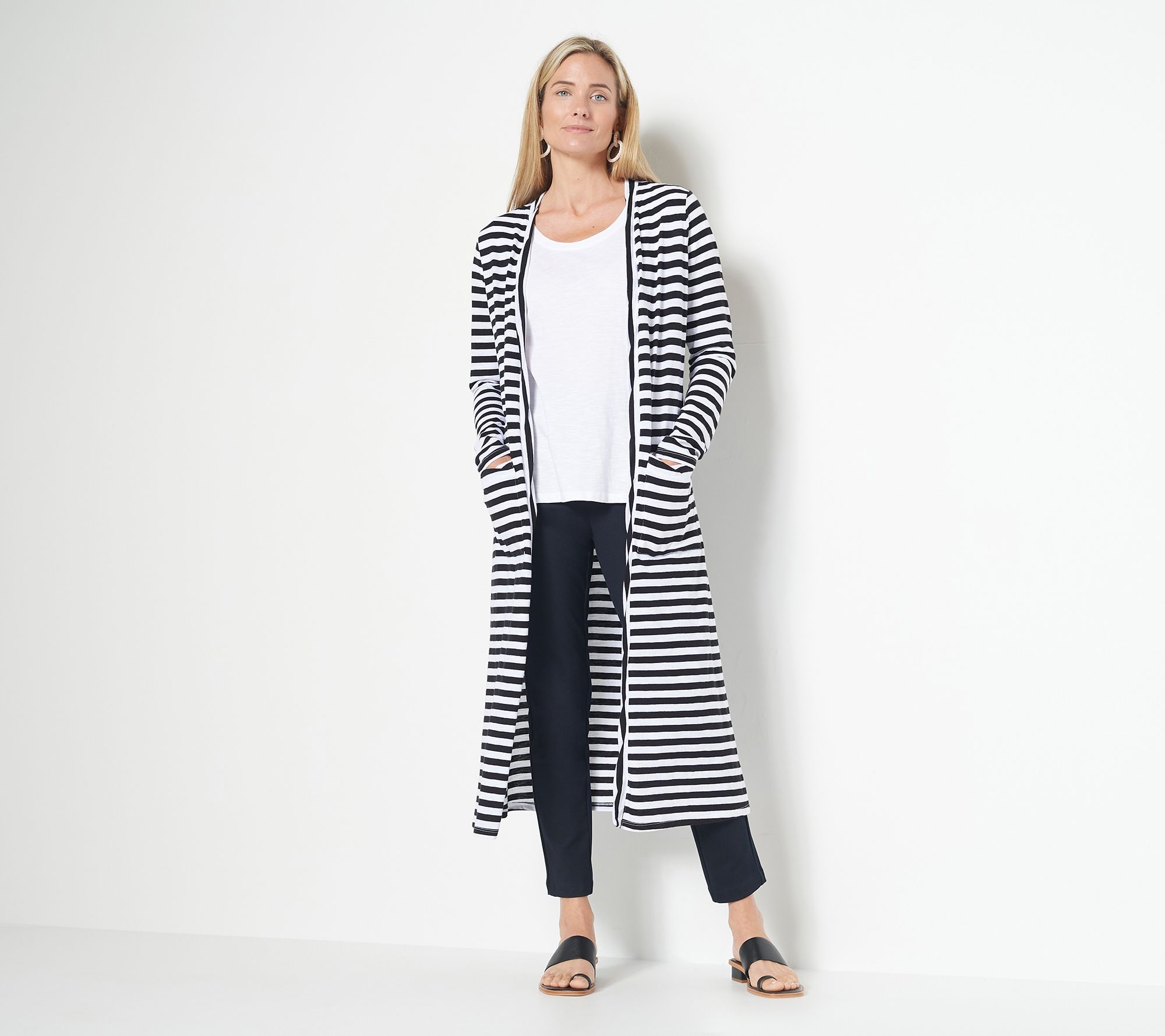 As Is J Jason Wu Slub Knit Duster with Pockets 