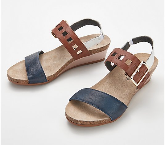 Naot Leather Buckled Wedge Sandals - Dynasty