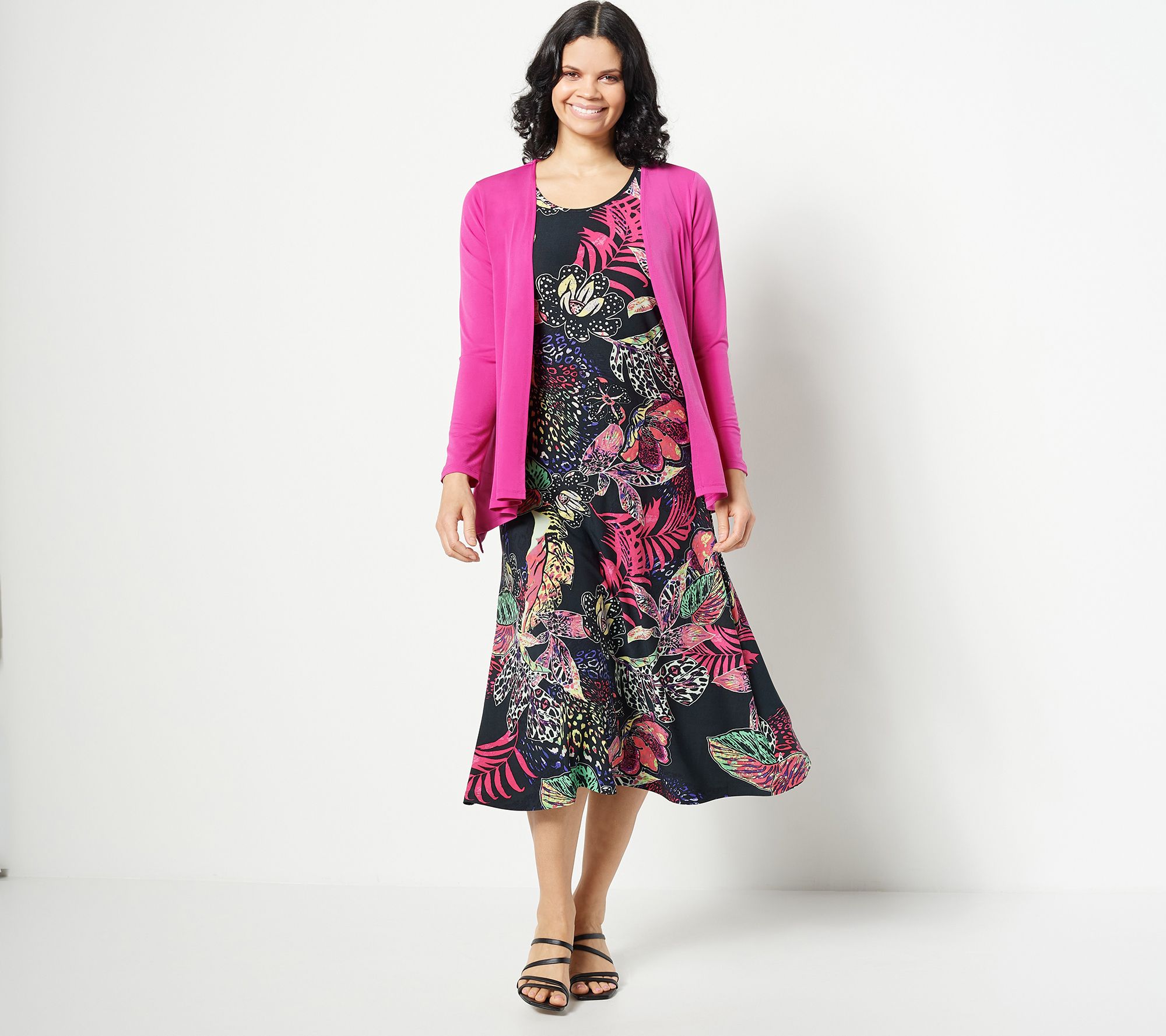 Attitudes by Renee Regular Como Jersey Midi Dress & Cardigan Set