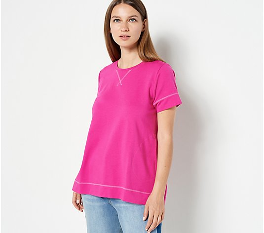 LOGO Lounge by Lori Goldstein Short Sleeve French Terry Top