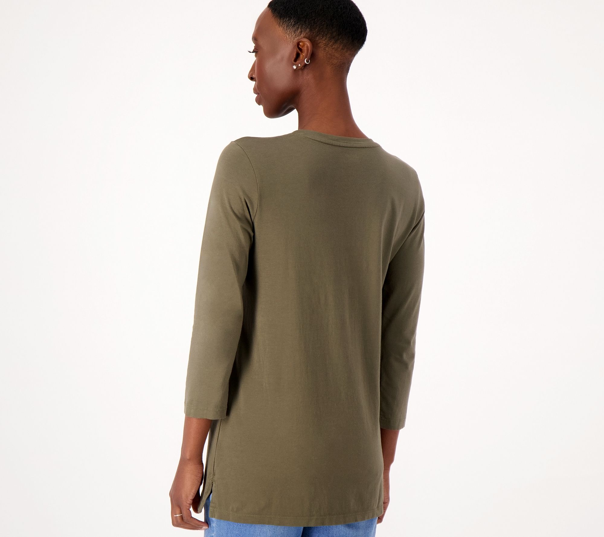 Lands' End Regular Supima 3/4 Sleeve Crew Neck Knit Tunic - QVC.com