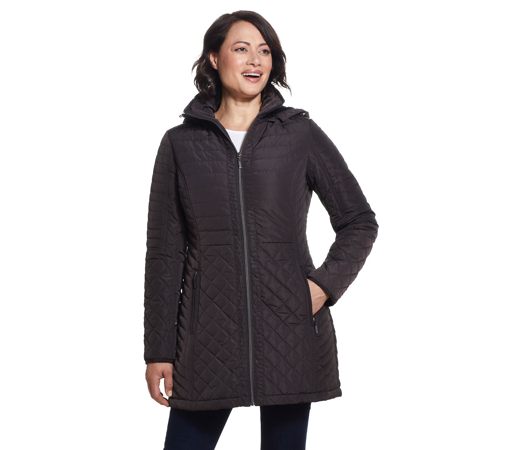 Gallery Faux-Fur-Lined Hood Quilted Jacket - QVC.com