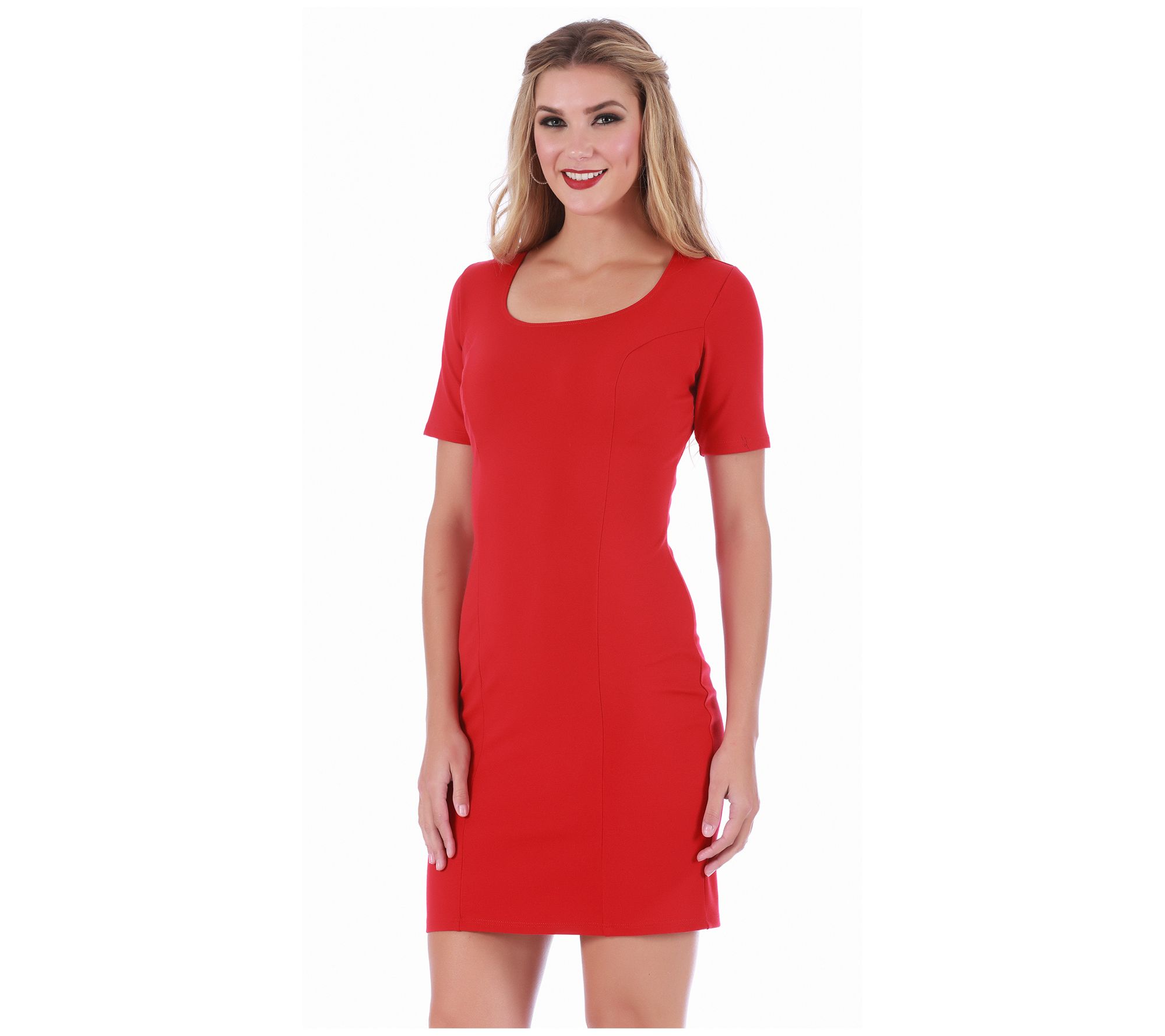 LaMonir Short Sleeve Scoopneck Dress