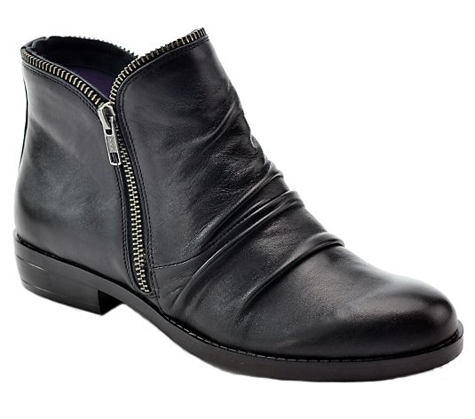 David Tate Pleated Leather Booties - Ming