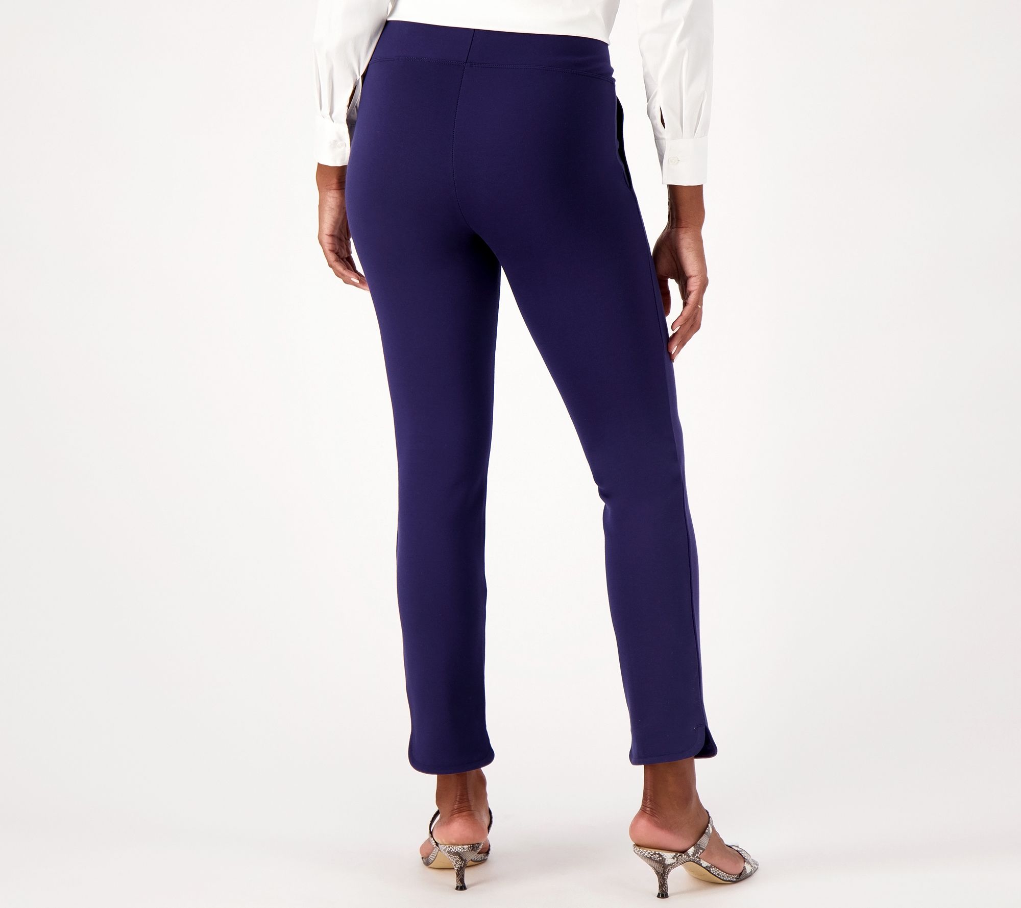Women with Control Petite Luxe Ponte Tummy Control Ankle Pants - QVC.com