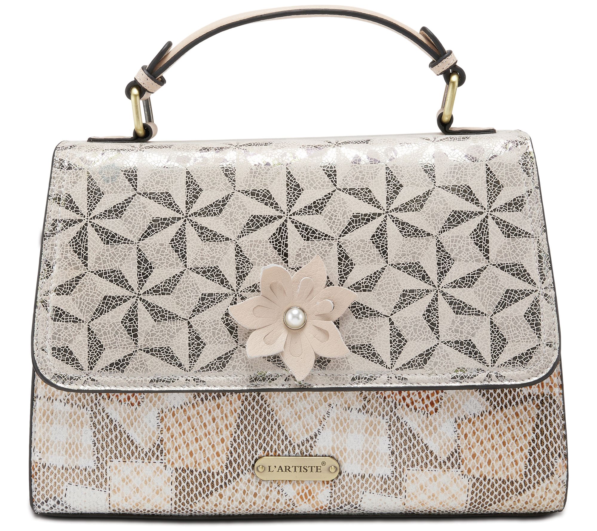 L`Artiste by Spring Step Leather Combo Handbag- Cityscape