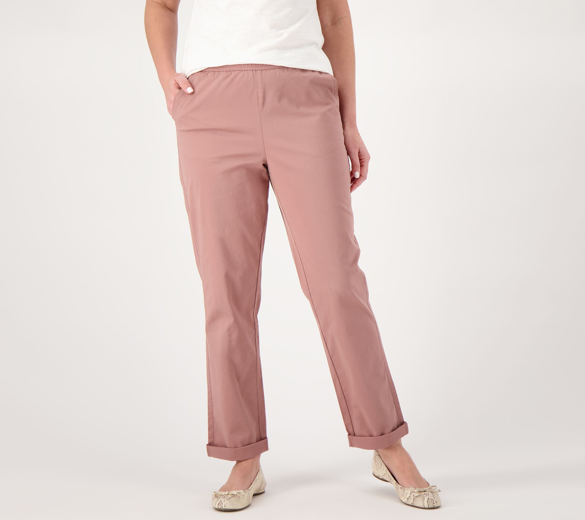 Denim & Co. Tall EasyWear Twill Relaxed Pull On Pant 