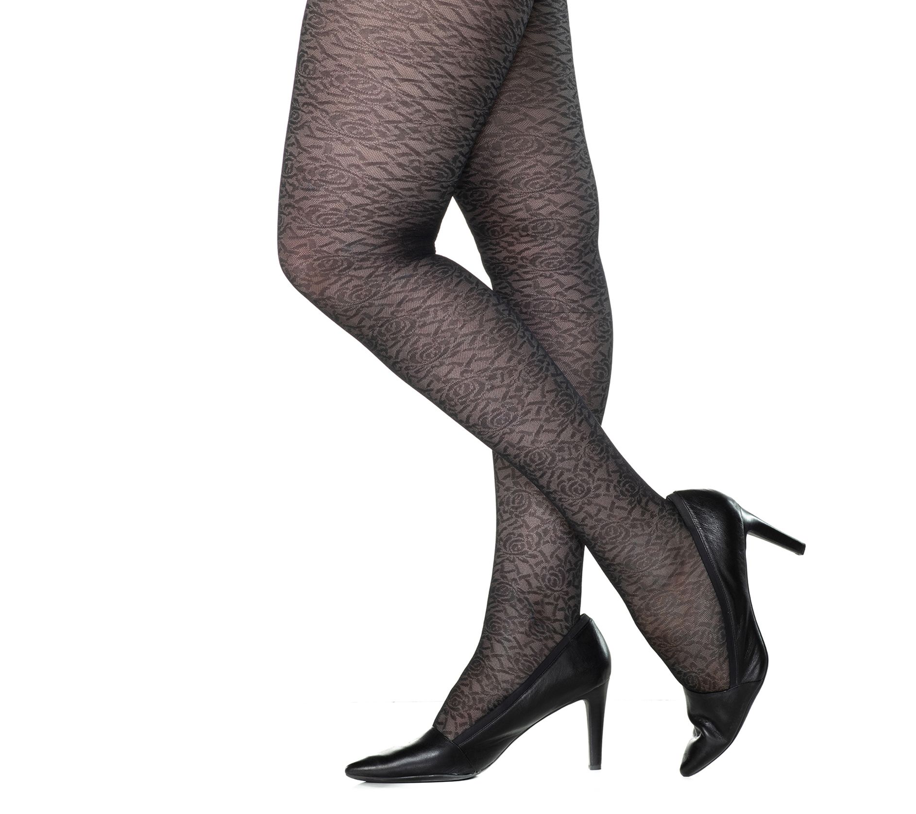 Badgley Mischka Plus Size Pantyhose with All Ov er Roses - QVC.com