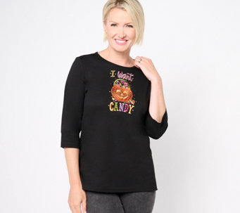 Quacker Factory Fall Statements 3/4 Sleeve Top
