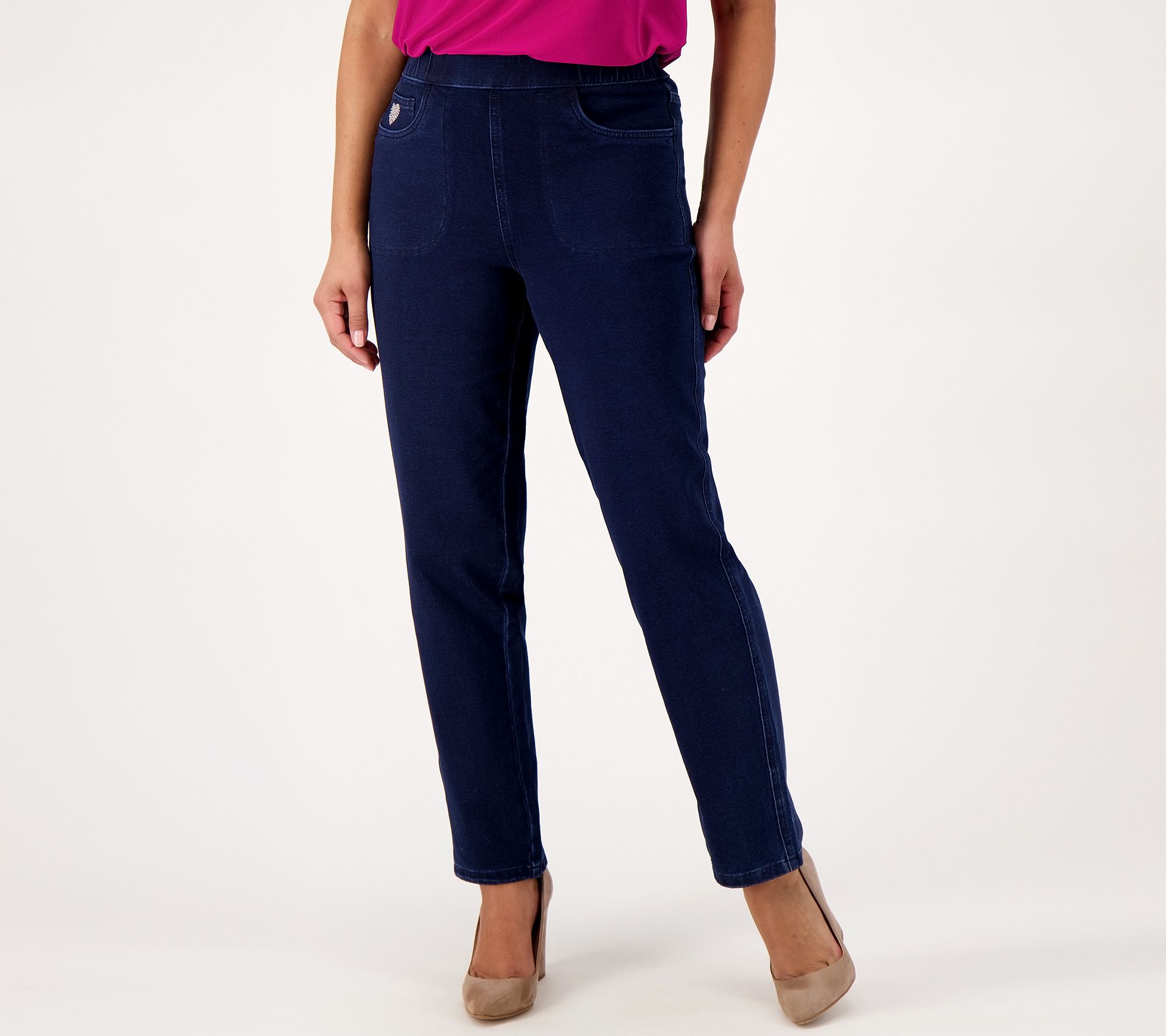 "As Is" Quacker Factory Regular DreamJeanne Pull-On Straight Leg