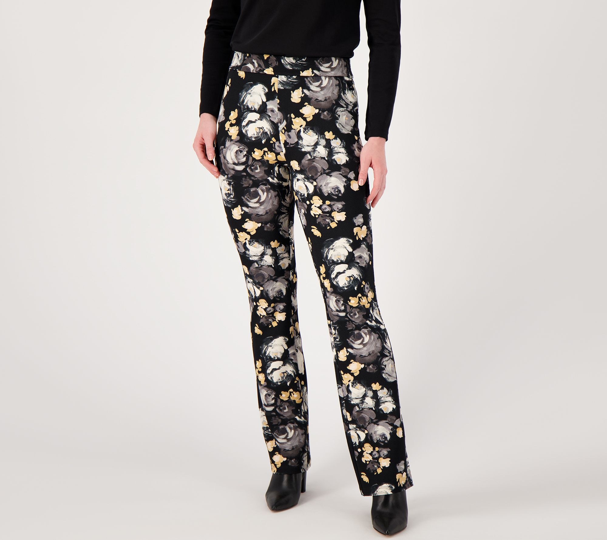"As Is" Isaac Mizrahi Live Tall Printed Pebble Knit Baby Bell Pant