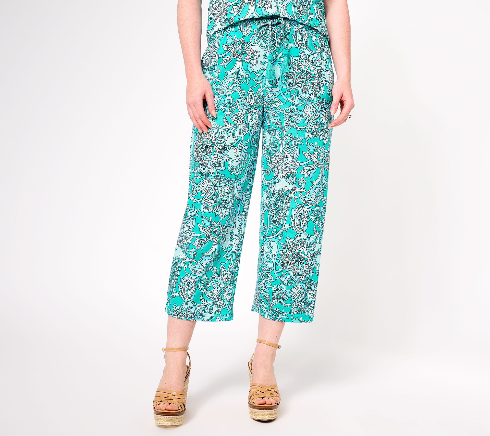 "As Is" Belle Beach by Kim Gravel Reg Cabana Cropped Beach Pant