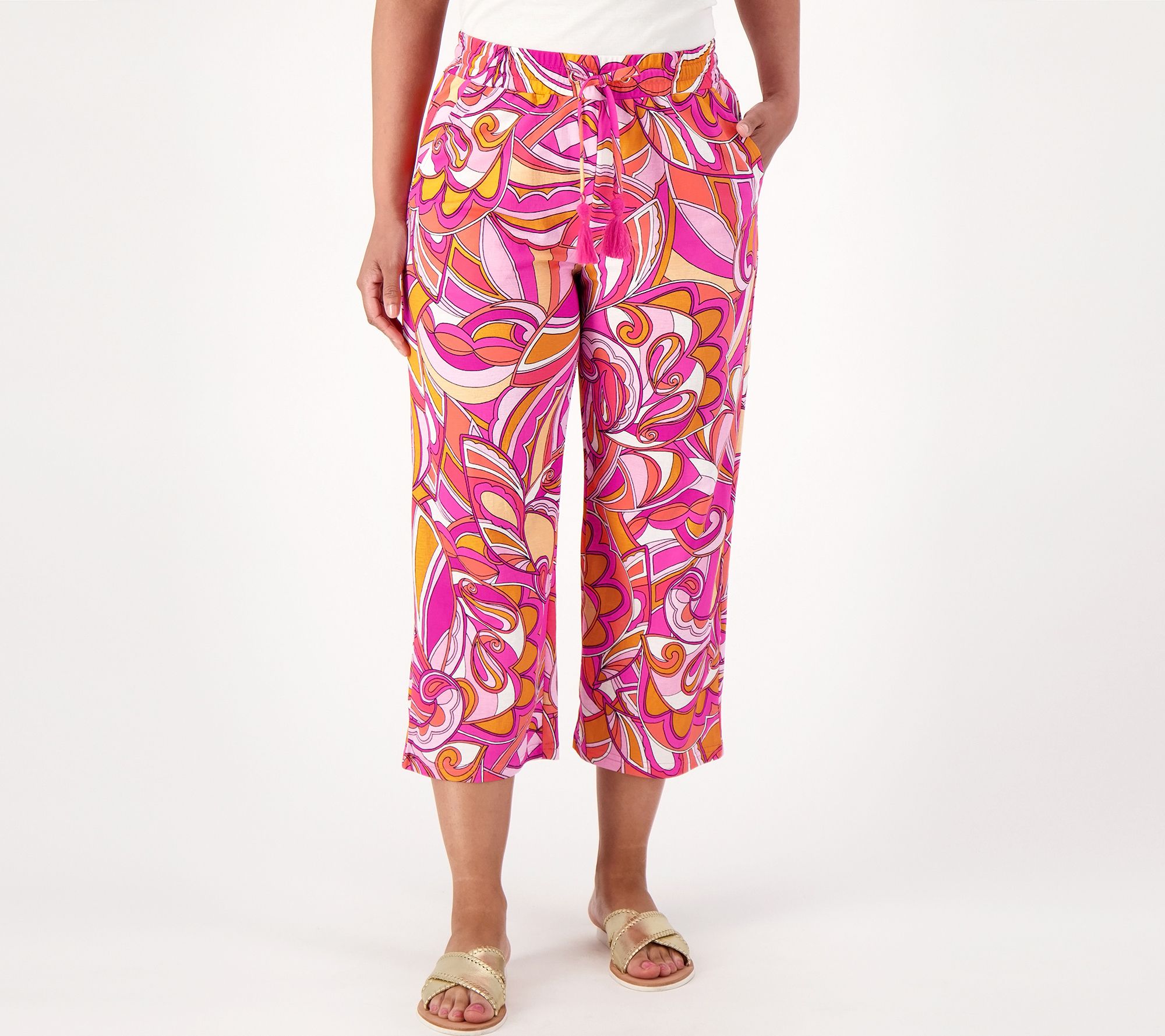 "As Is" Belle Beach by Kim Gravel Reg Cabana Cropped Beach Pant