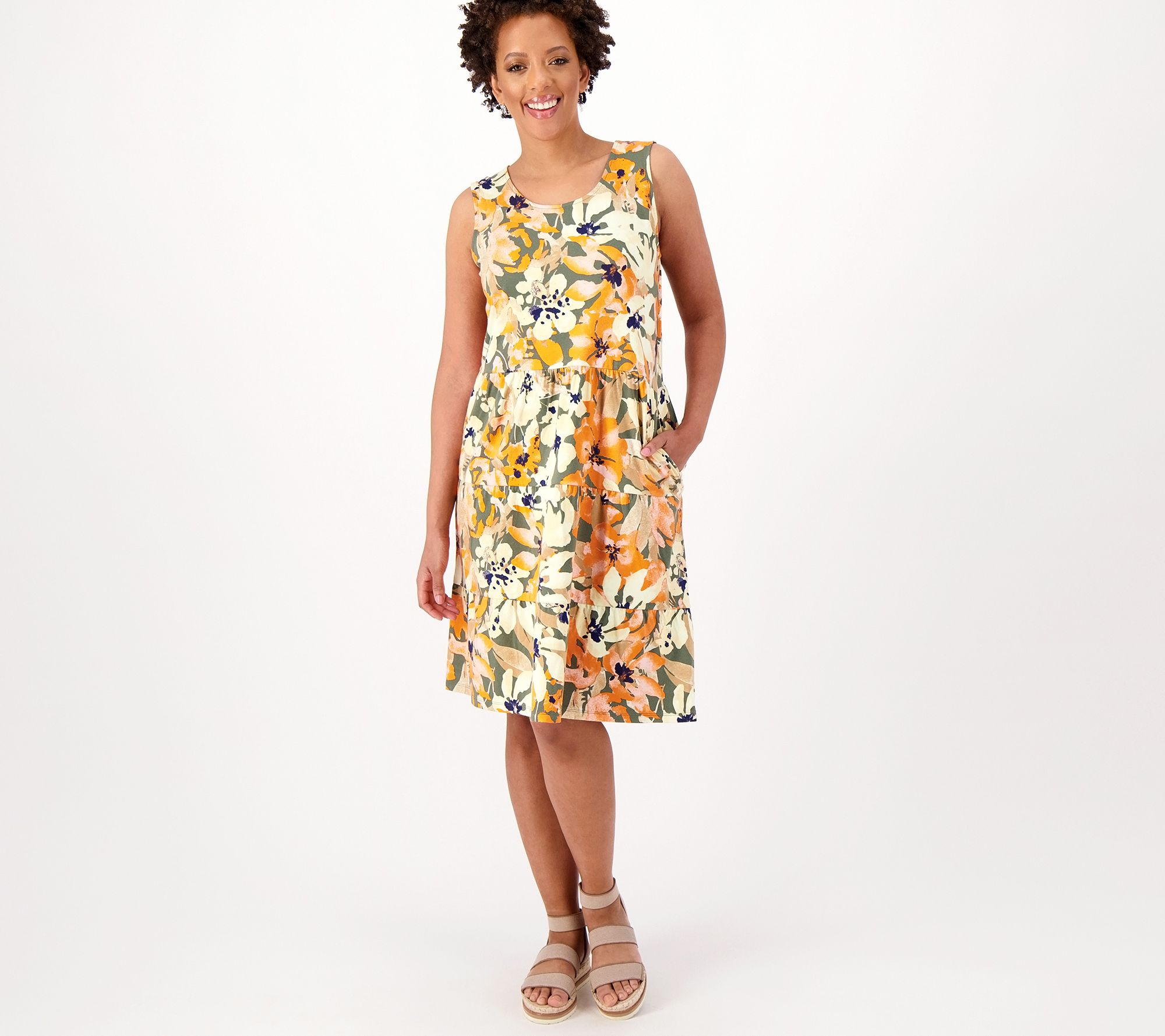 "As Is" Denim & Co. Printed Favorite Jersey ScoopNeck Swing Tank Dress