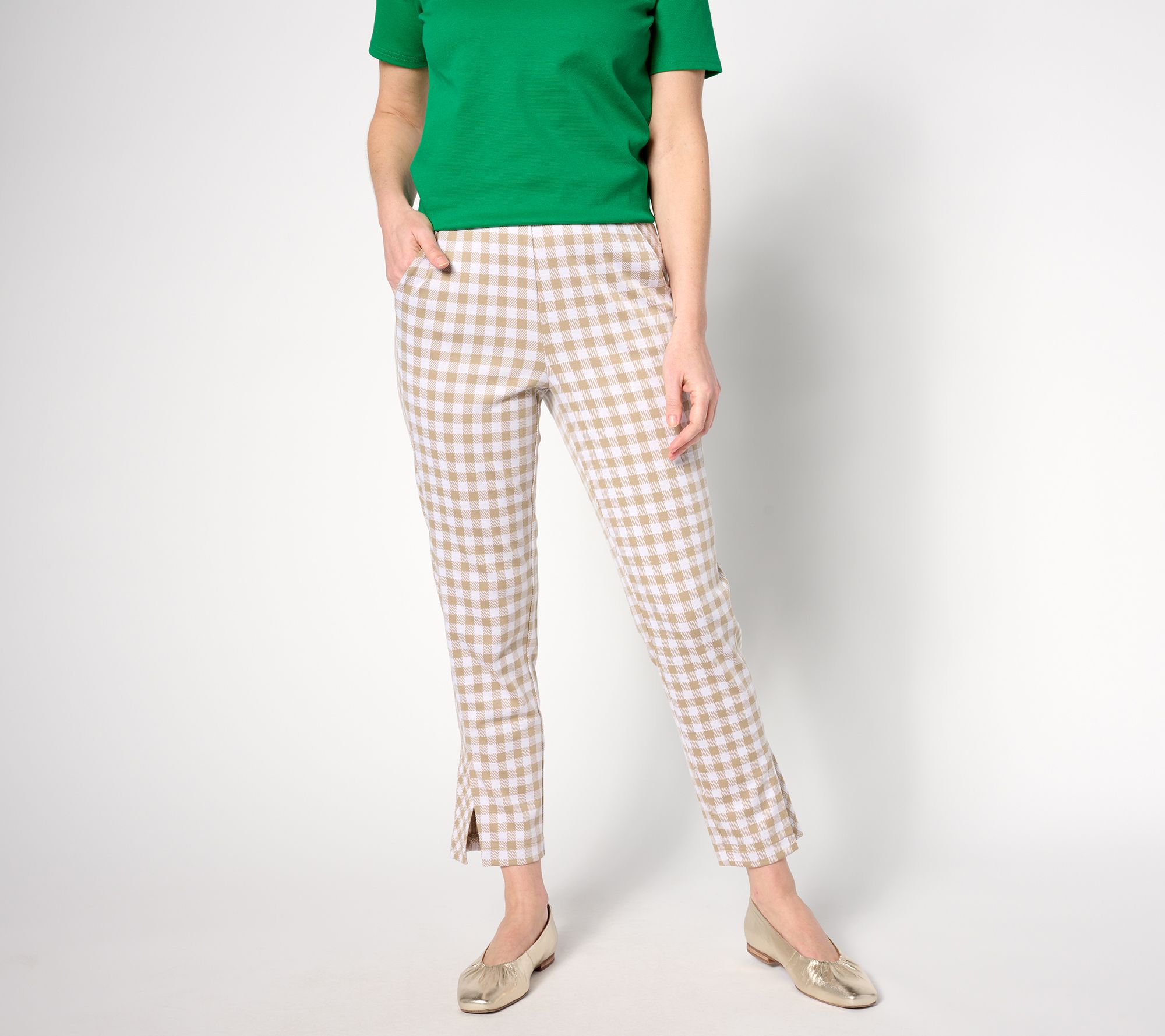 Isaac Mizrahi Live! Tall Gingham Pattern Ankle Pants