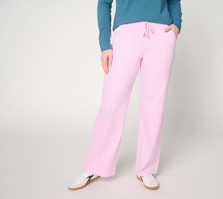 Denim & Co. Regular Comfy Knit Air Wide-Leg Pants with Drawstring