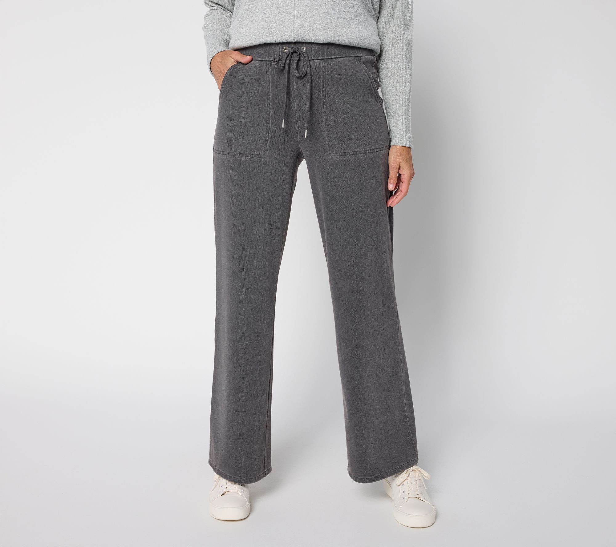 Denim & Co. Regular Comfy Knit Air Wide-Leg Pants with Drawstring