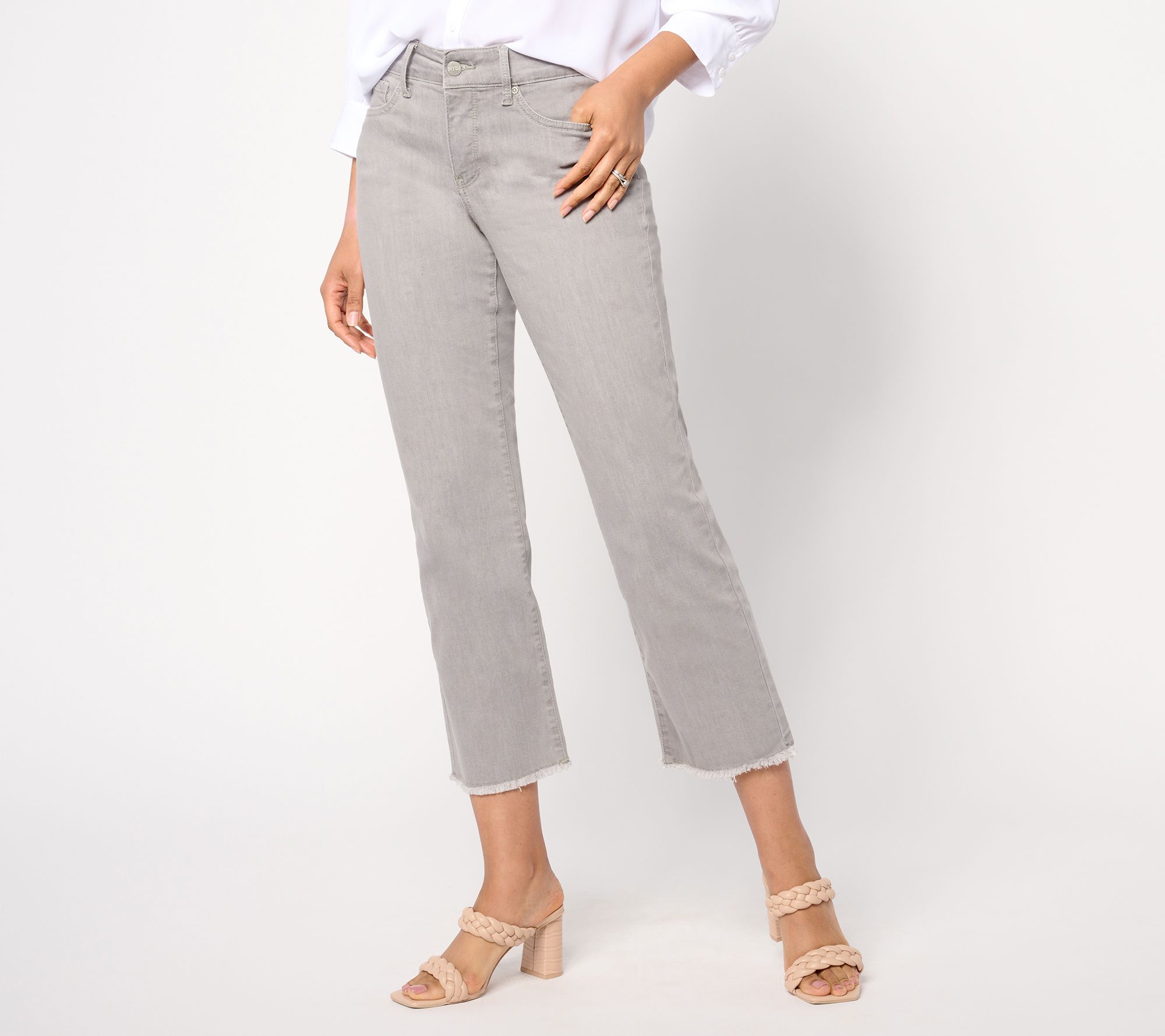 Marilyn Straight Crop Jeans In Cool Embrace® Denim With Cuffs - Mauve Haze  Purple