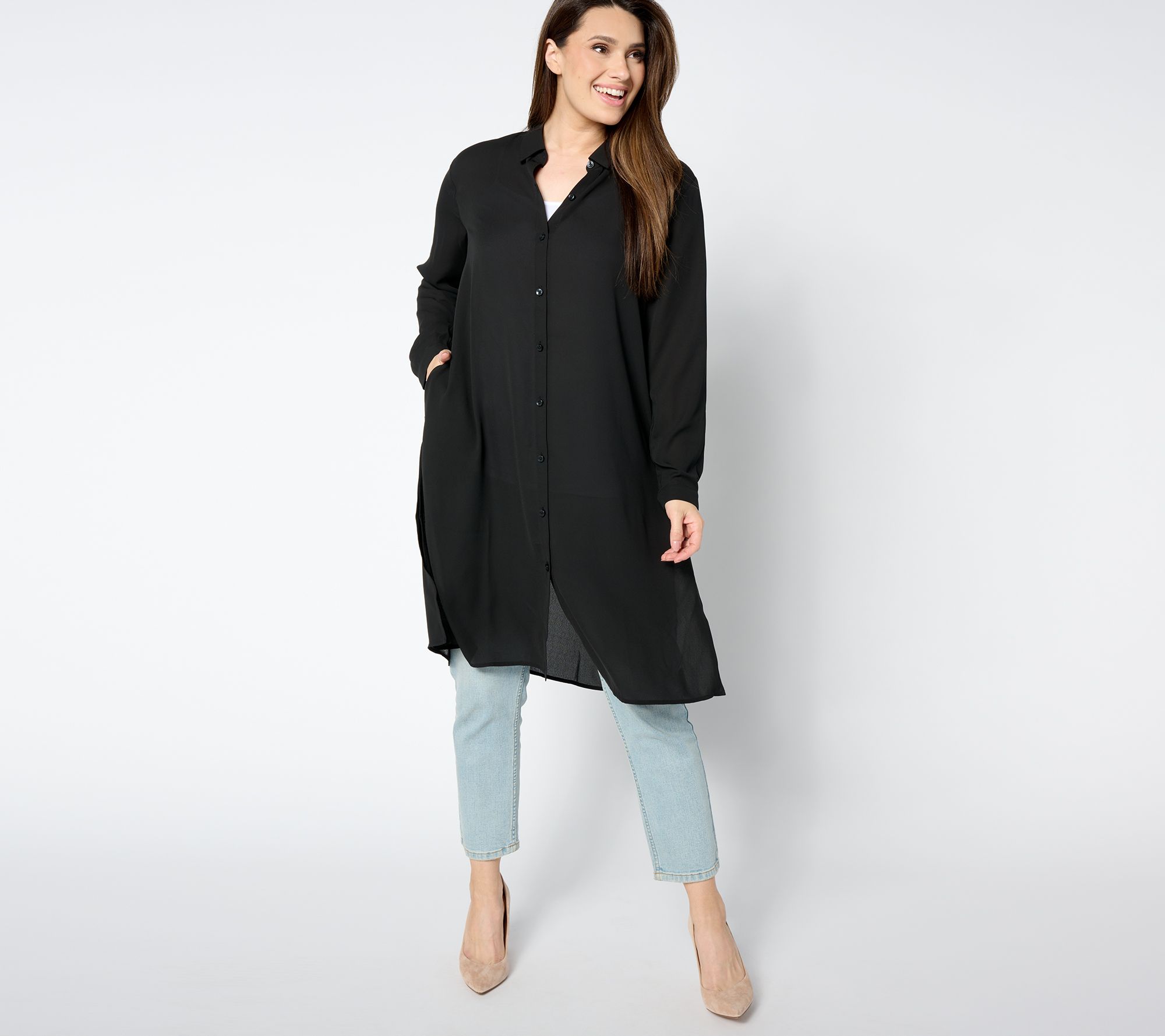 Susan Graver Every Day Regular Woven Georgette A-line Duster