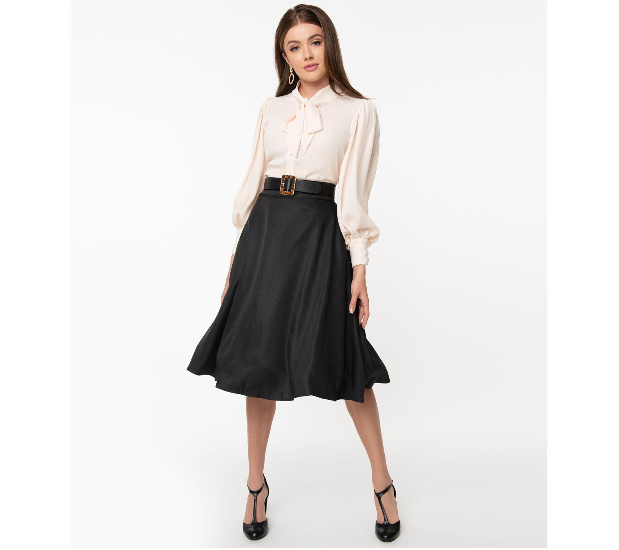 Unique Vintage Retro Style High-Waisted Vivien Swing Skirt