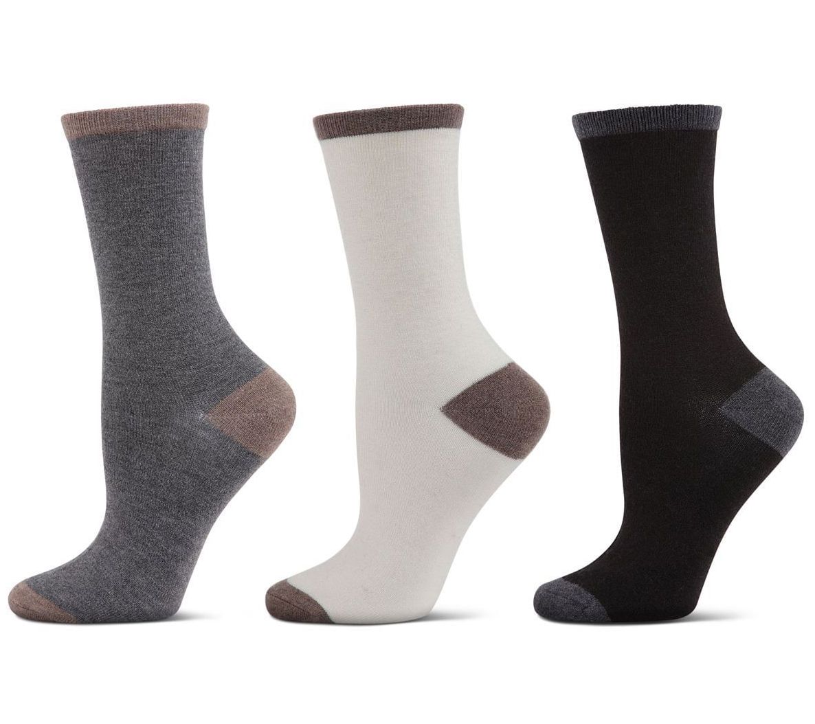 MeMoi Women's Set of 3 Tipped Cashmere Crew Socks