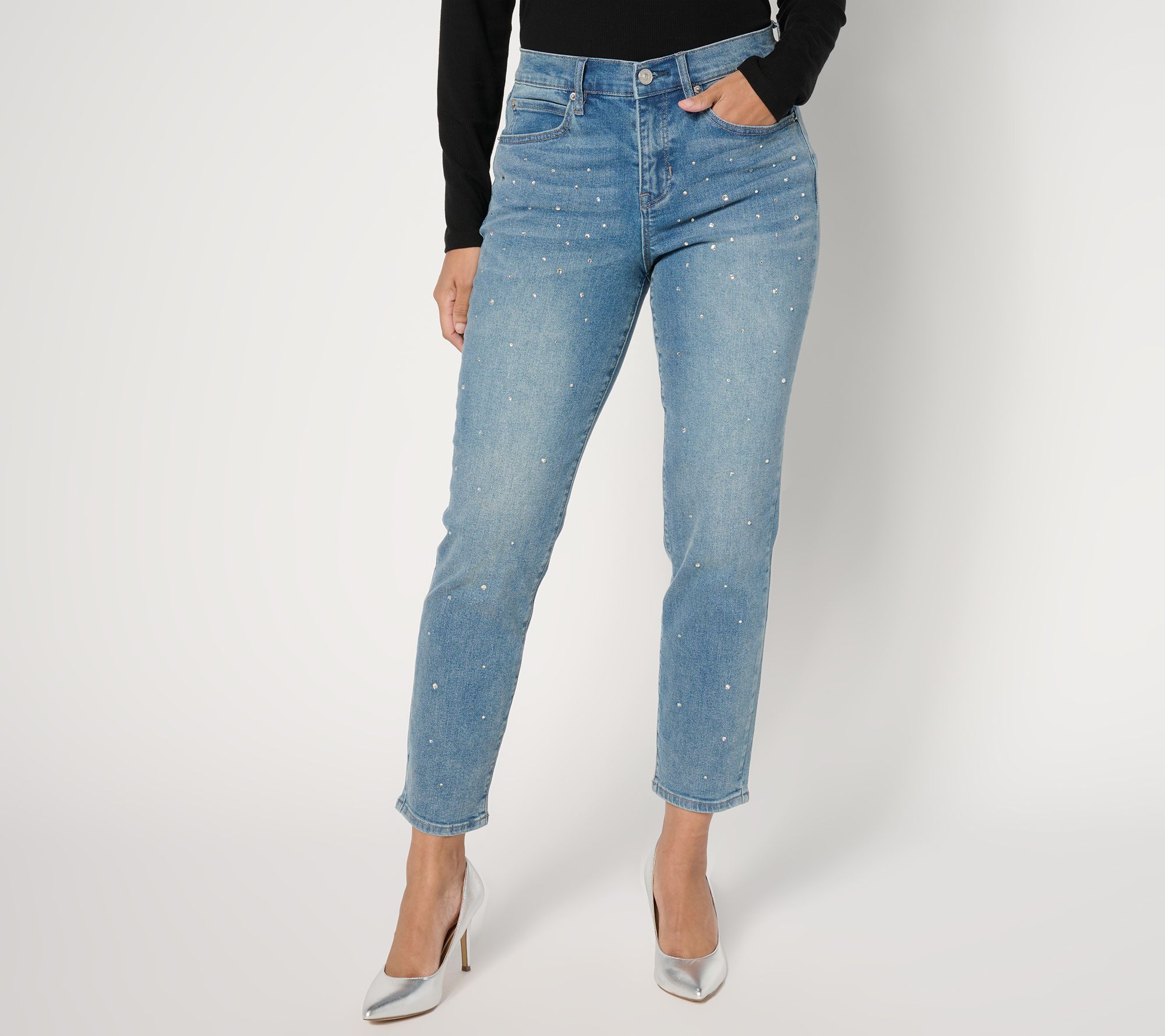 nicole by Nicole Miller Petite Bling Skinny Jeans - Indigo