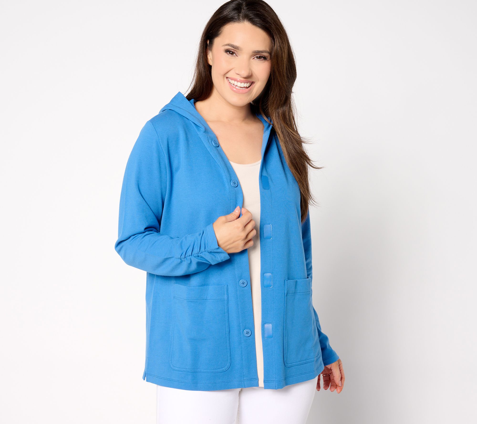 "As Is" Denim & Co. Adaptive By the Beach French Terry Hooded Jacket