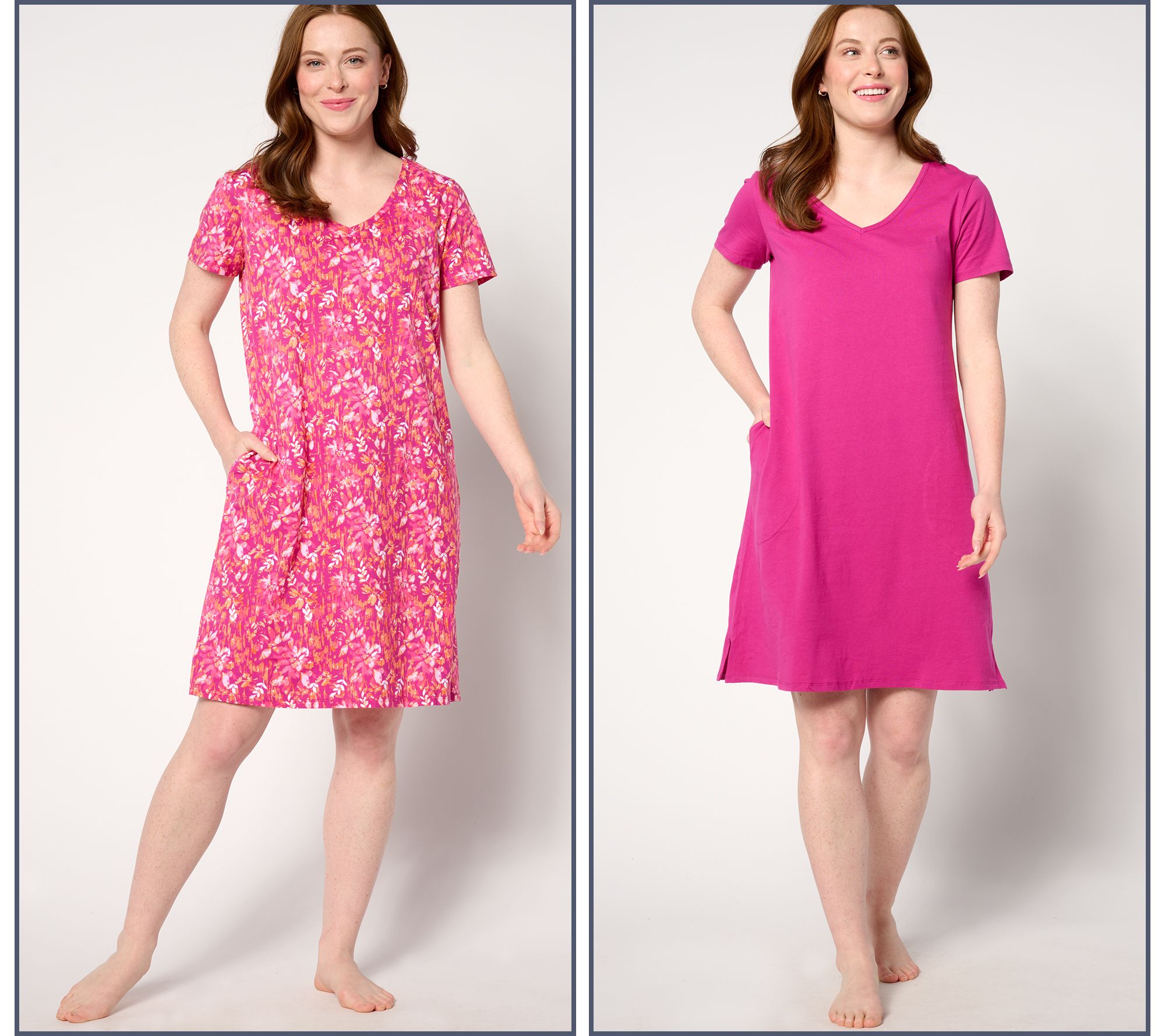 "As Is" Stan Herman Watercolor Dreams 2-Pack Lounge Dresses